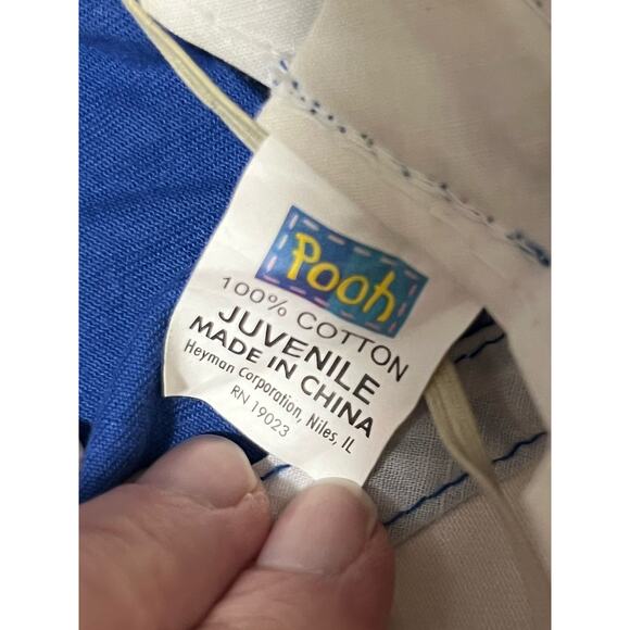 Vintage 90s Y2K Disney Winnie the Pooh Bucket Hat Blue And White Denim Kids - Picture 4 of 5